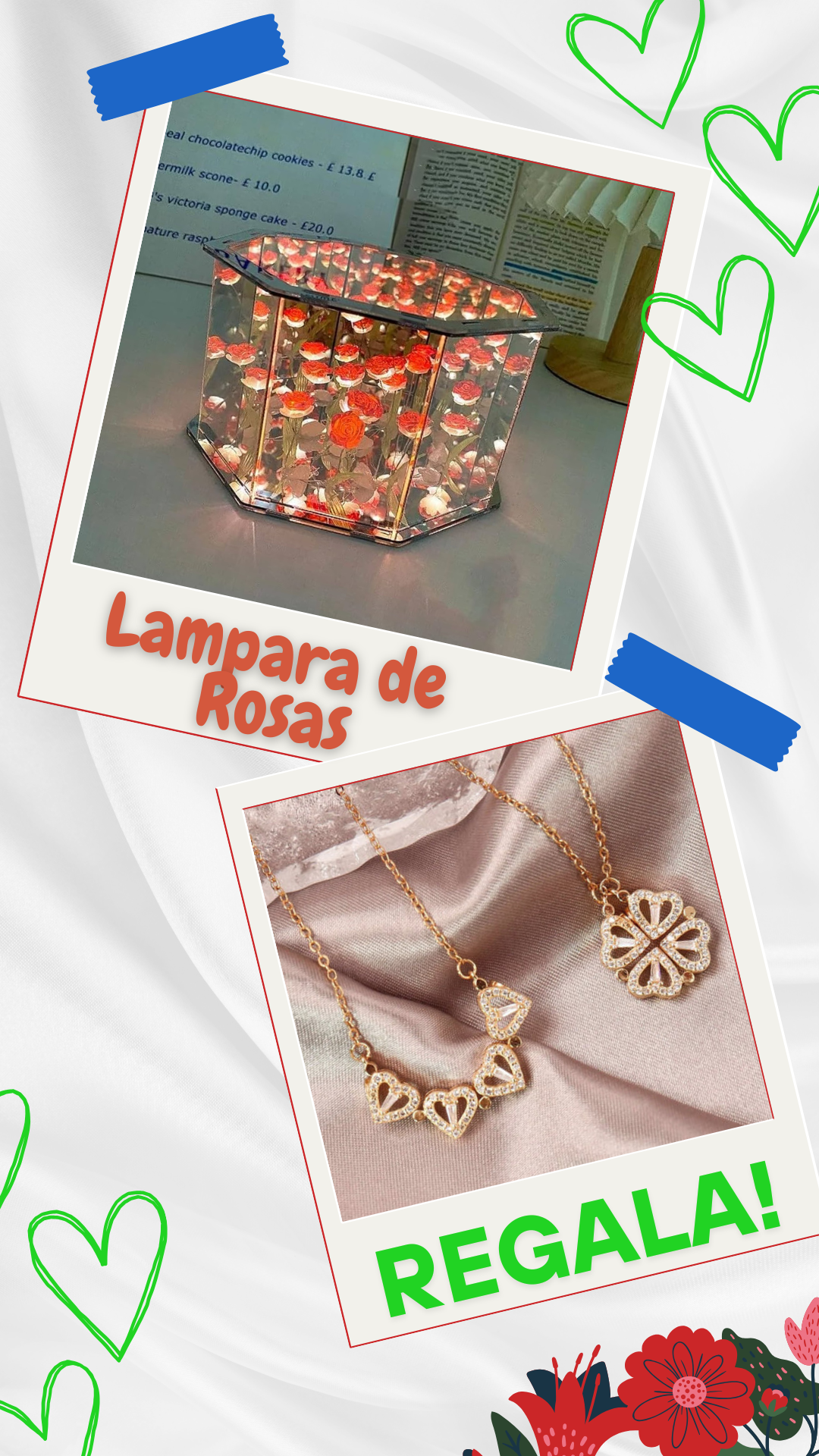 LAMPARA EXAGONAL DE ROSAS ETERNAS