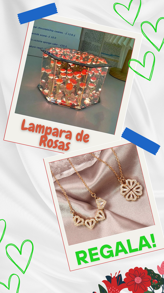 LAMPARA EXAGONAL DE ROSAS ETERNAS
